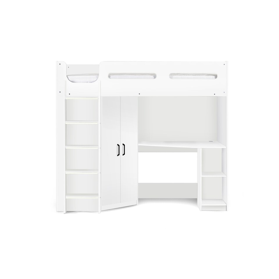 image 1 of Hercules 90cm Single White Highsleeper Loft Bed with Desk