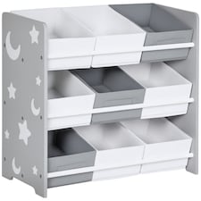 ZONEKIZ Storage Unit w/ 9 Removable Storage Baskets for Nursery Playroom - Grey Grey