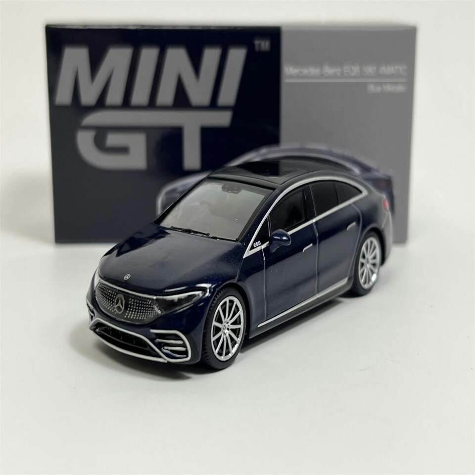 image 1 of Mercedes-Benz EQS 580 4MATIC Blue Metallic RHD 1:64 Scale Mini GT MGT00559R