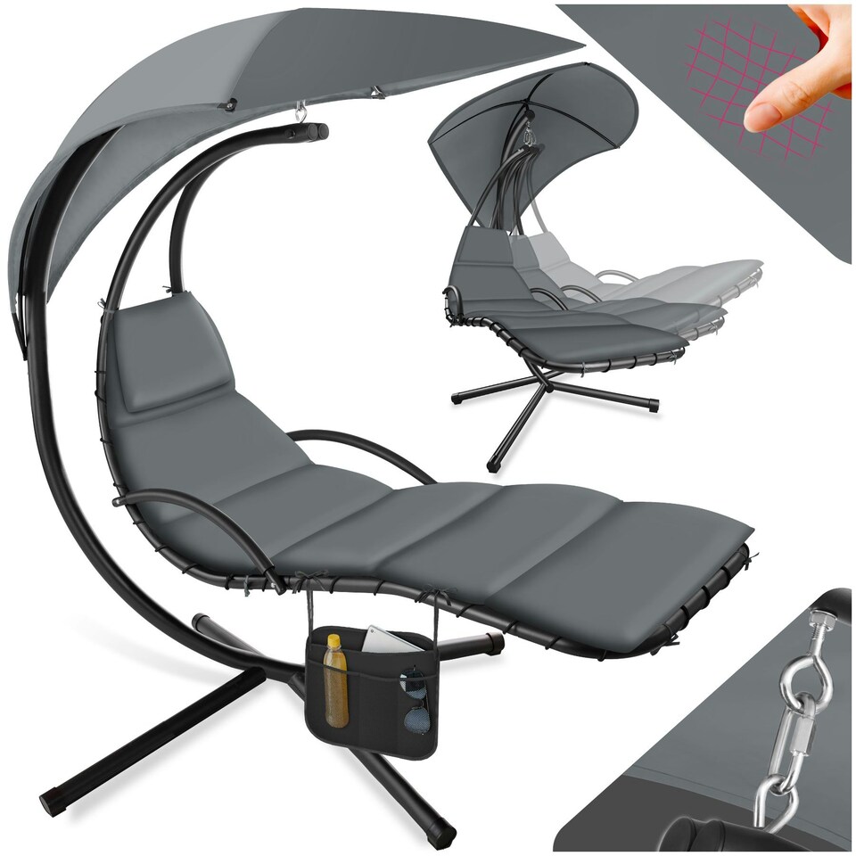 image 1 of Hanging Chair Elaria - large sun canopy with UV-protection, sturdy Grey