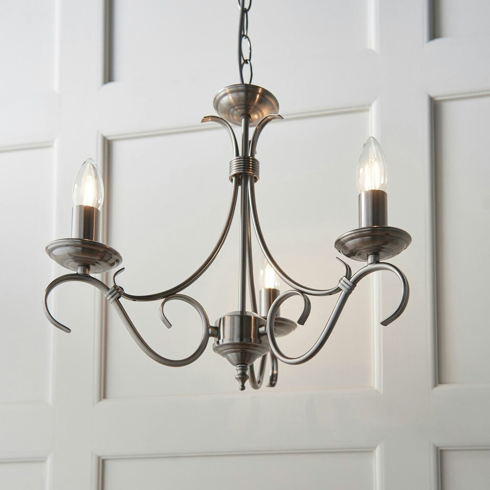 image 1 of Bernice 3 Light Multi Arm Ceiling Pendant Antique Silver, E14