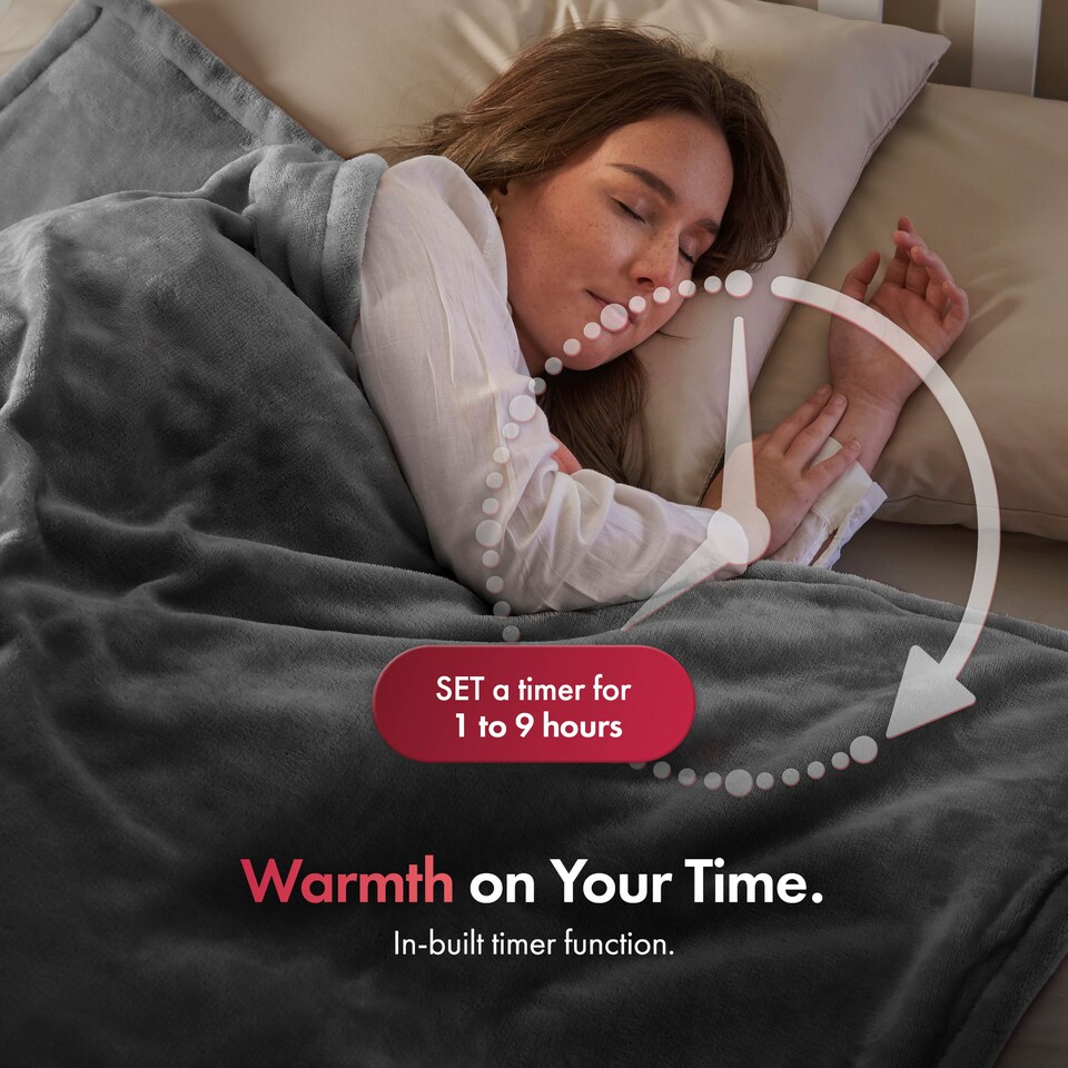 image 1 of VonHaus Heated Throw Blanket with Digital Control Grey