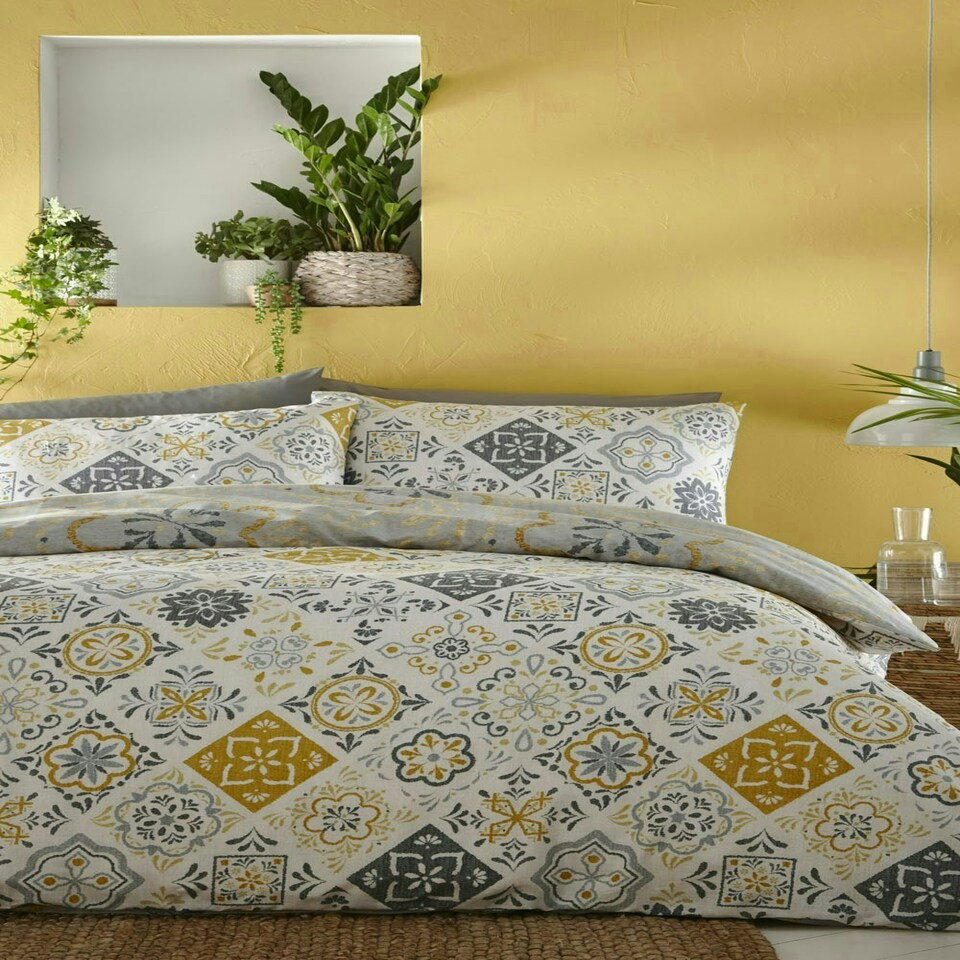image 1 of Morocco Print Duvet Cover Set - Single - Yellow | Multi | Single