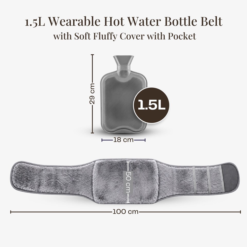image 1 of 1.5L Wearable Hot Water Bottle Belt | Adjustable Hot Water Bottle Strap