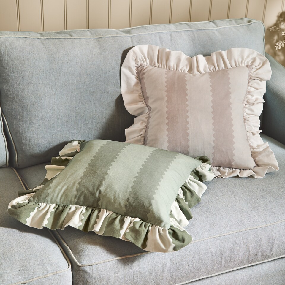 image 1 of Wylder Birdie Stripe Ruffle Cushion