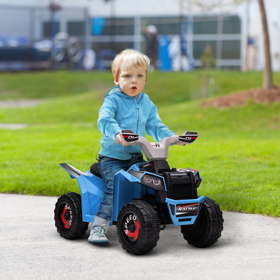 image 1 of HOMCOM 6V Electric Quad Bike Kids Ride On All Terrain Vehicle with Forward Backward Function, for Ages 18-36 Months - Blue