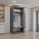 image 3 of Sliding wardrobes 4U Modern Full Mirror Sliding Door Wardrobe Multi Size & Color Options - 90cm Grey | 90cm