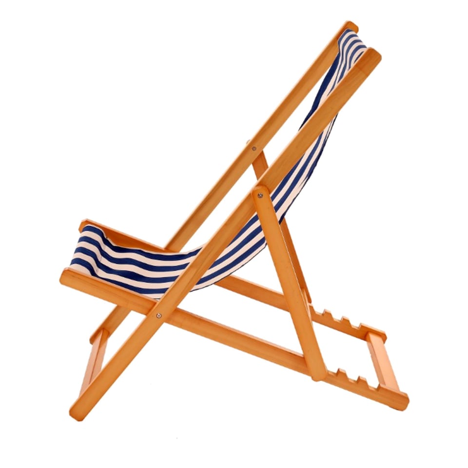 image 1 of Traditional Folding Hardwood Garden Beach Deck Chairs Deckchairs | Blue