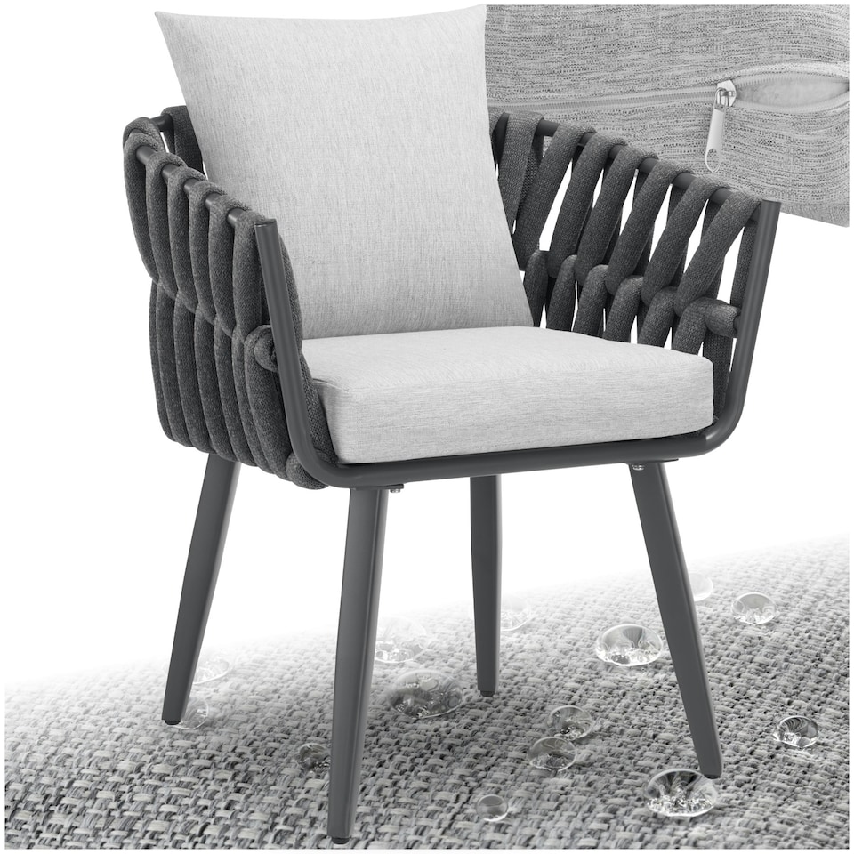 image 1 of Chair Lugano in rope design with aluminum frame | Grey | anthracite | One Size | 1