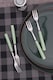 image 3 of Glim Glam Dessert Pastry Fork Set Porelain handle 18/8 Stainless Steel 4pc Cake Fork Set Turquoise | Chrome