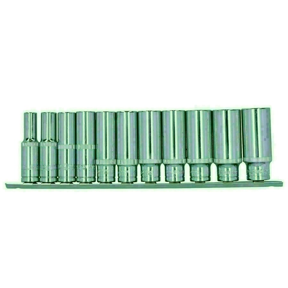 image 1 of 3/8" Drive Double Deep Metric MM Sockets Single Hex 6 Sided 8mm - 19mm 11pc
