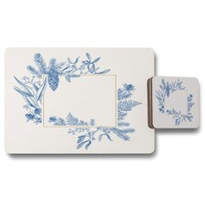 Christmas holiday frame with pine branches (Placemat & Coaster Set)