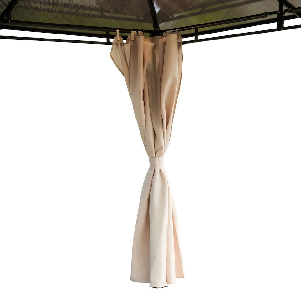 image 1 of Outsunny 3.6x3(m) Hardtop Gazebo Garden Pavilion w/ Polycarbonate Roof, Brown