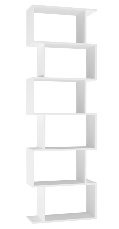 image 1 of Geometry S-Shaped 6 Tier Shelving Unit | White | 1