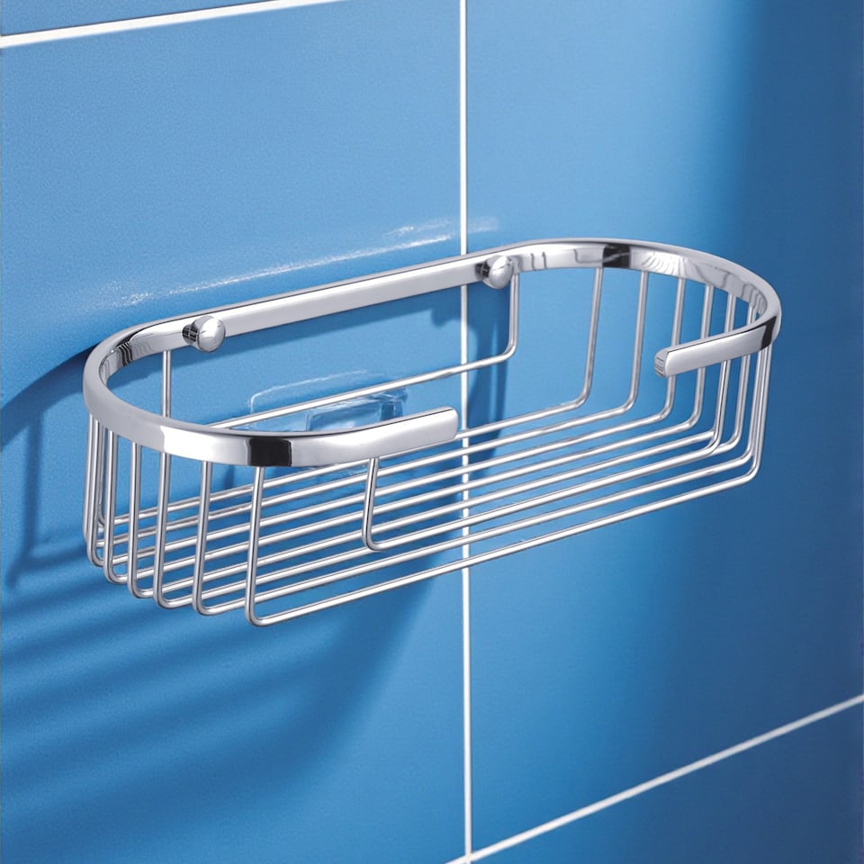 image 1 of Showerdrape Clasico Wall Mounted Stainless Steel Chrome Oval Basket | Silver | 1