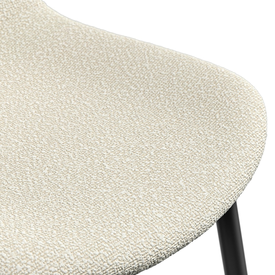 image 1 of Set Of 2 Maya Boucle Dining Chair Modern Padded Seat Metal Legs Kitchen White | Ivory White
