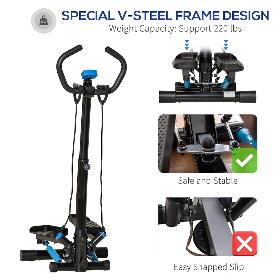 image 1 of HOMCOM Adjustable Twist Stepper Step Machine For Home Gym Aerobic Workout