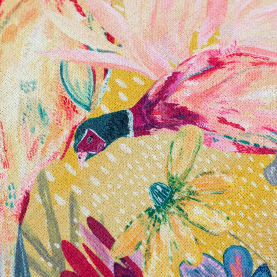 image 1 of Wylder Nature Country Wilds Pheasant Bloom Printed Gold Filled Cushion 45 x 45 cm Multi