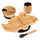 image 1 of Tiny Dining 5pc Bamboo Suction Feeding Set - Dinosaur/Black - Divided Non-Slip Bamboo Baby Self-Feeding Dining Weaning Set