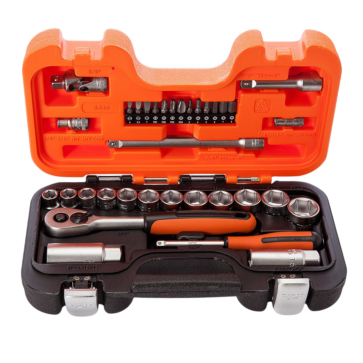 Bahco Square Ratchet Bit Driver & Socket Set (Pack of 34) Silver Silver One Size 1