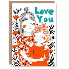Mothers Day Card Red Floral Love You Mum Card