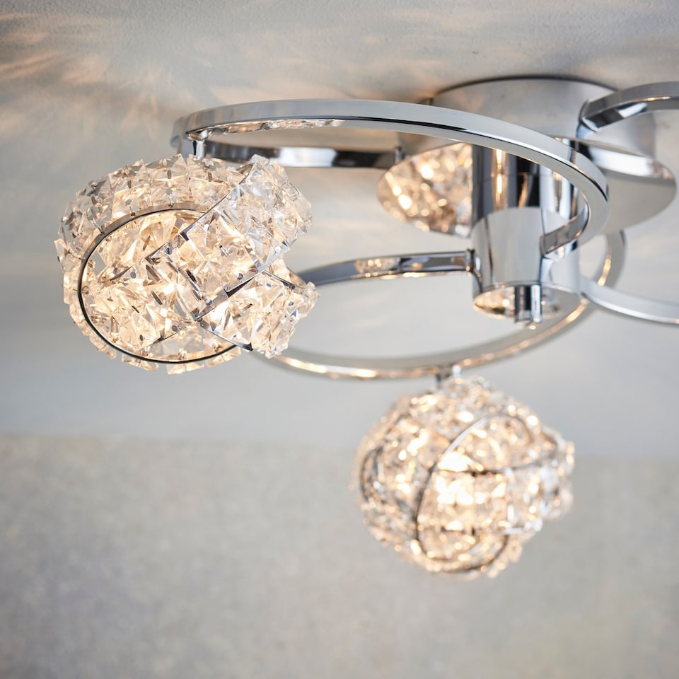 image 1 of Talia 3 Light Semi flush Chrome, Crystal (K5) Glass, G9
