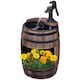 image 1 of Outsunny Wood Barrel Pump Garden Fountain Water Feature Flower Planter Stand New