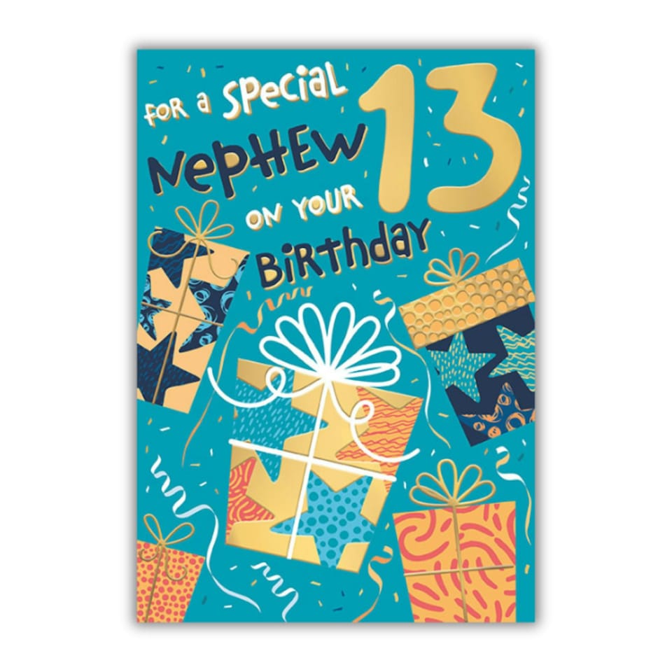 image 1 of Words 'n' Wishes Birthday Card for Age Grandaughter, Patterned & Foiled Letters With Presents, Multicoloured, 23.5 x 16.5 cms