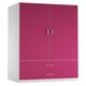 image 10 of White 2-Door 2-Drawer Wardrobe. Pink | Accent Colour: Pink
