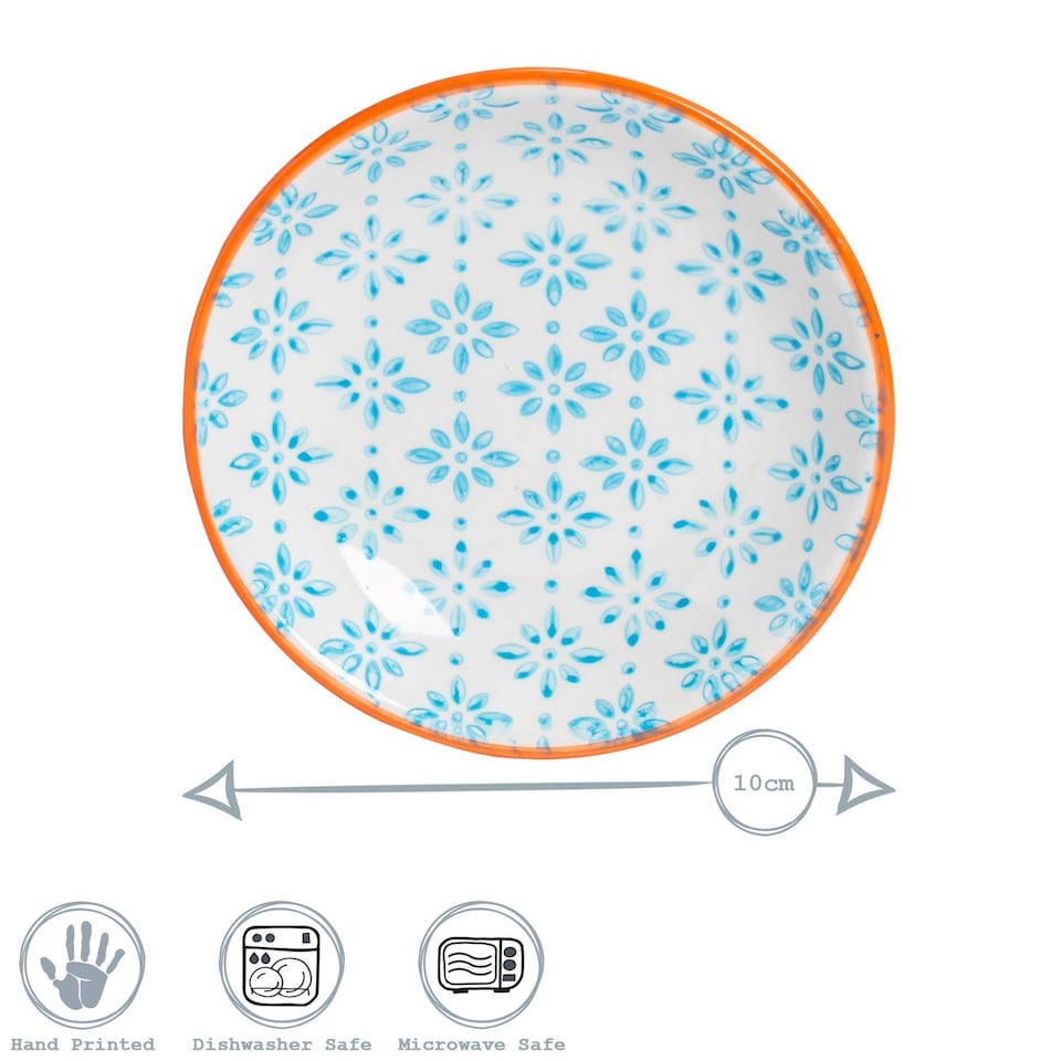 image 1 of Nicola Spring Hand-Printed Sauce Dishes - 10cm - Navy - Pack of 3 | Blue | Blue