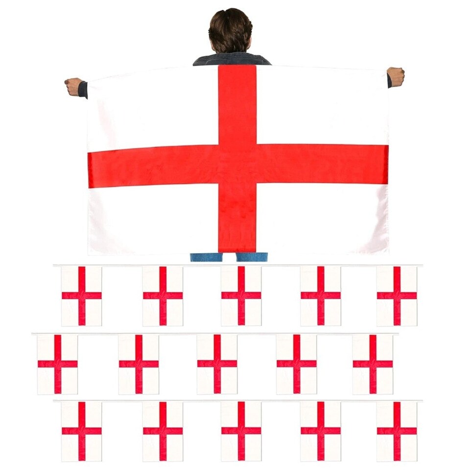 image 1 of Pack of 3 England Wearable Flag & Bunting Red | One Size