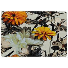 Orange Flower Print (Rug) Orange | Small: 60x110cm