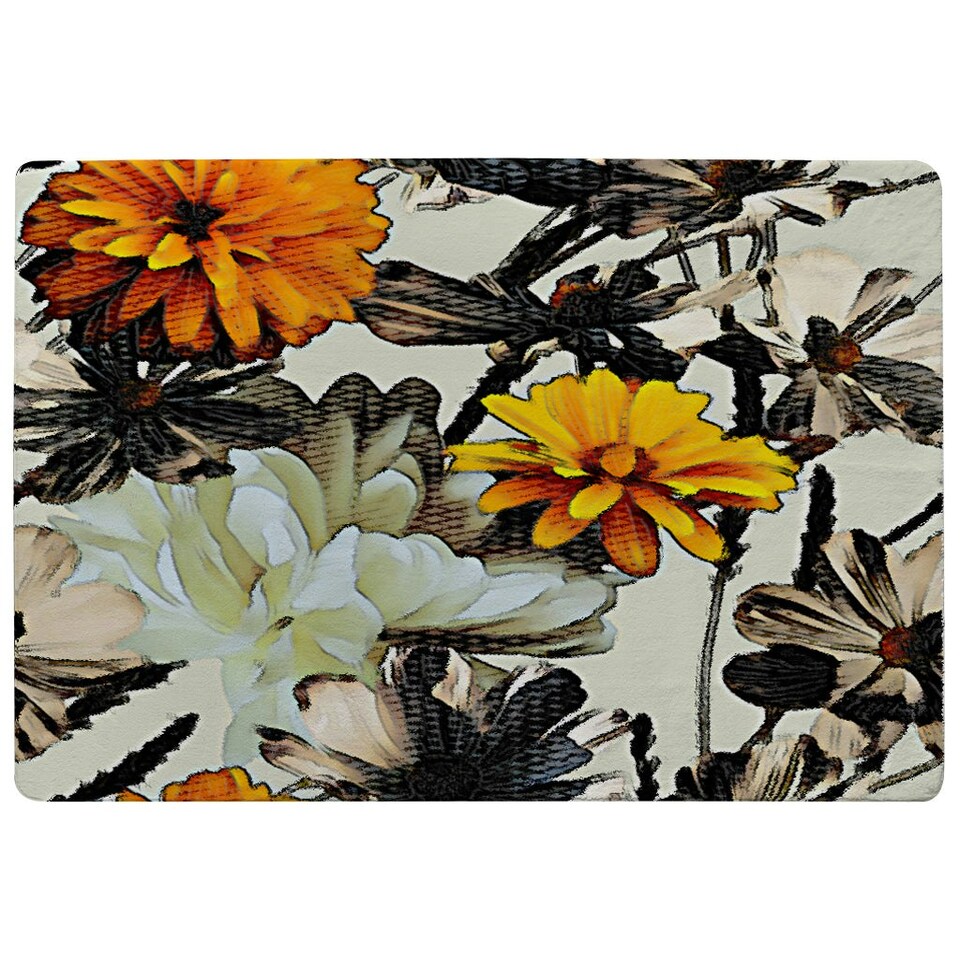 image 1 of Orange Flower Print (Rug) Orange | Small: 60x110cm