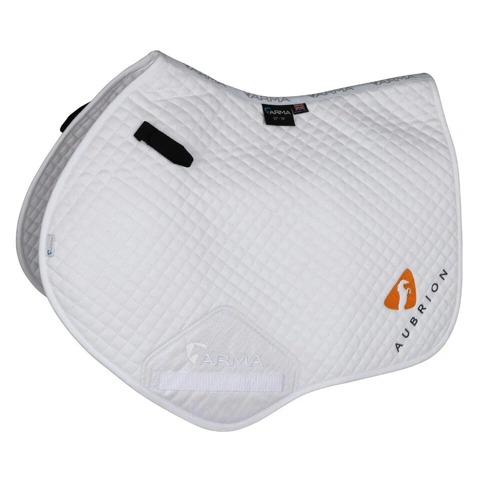 ARMA Aubrion Logo Horse Jumping Saddlepad - White - 17in - 18in