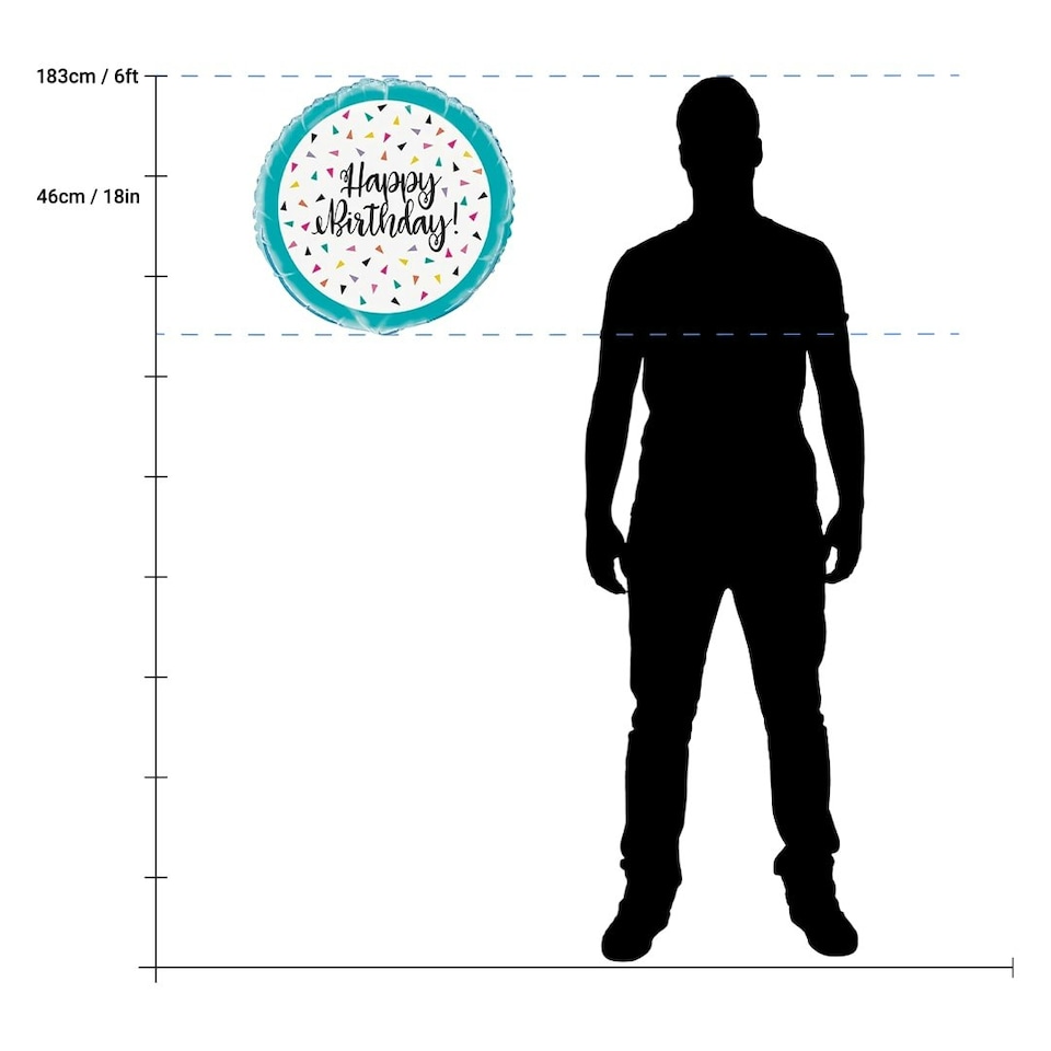 image 1 of Triangle Confetti Birthday Round Foil Helium Balloon 46cm / 18 in