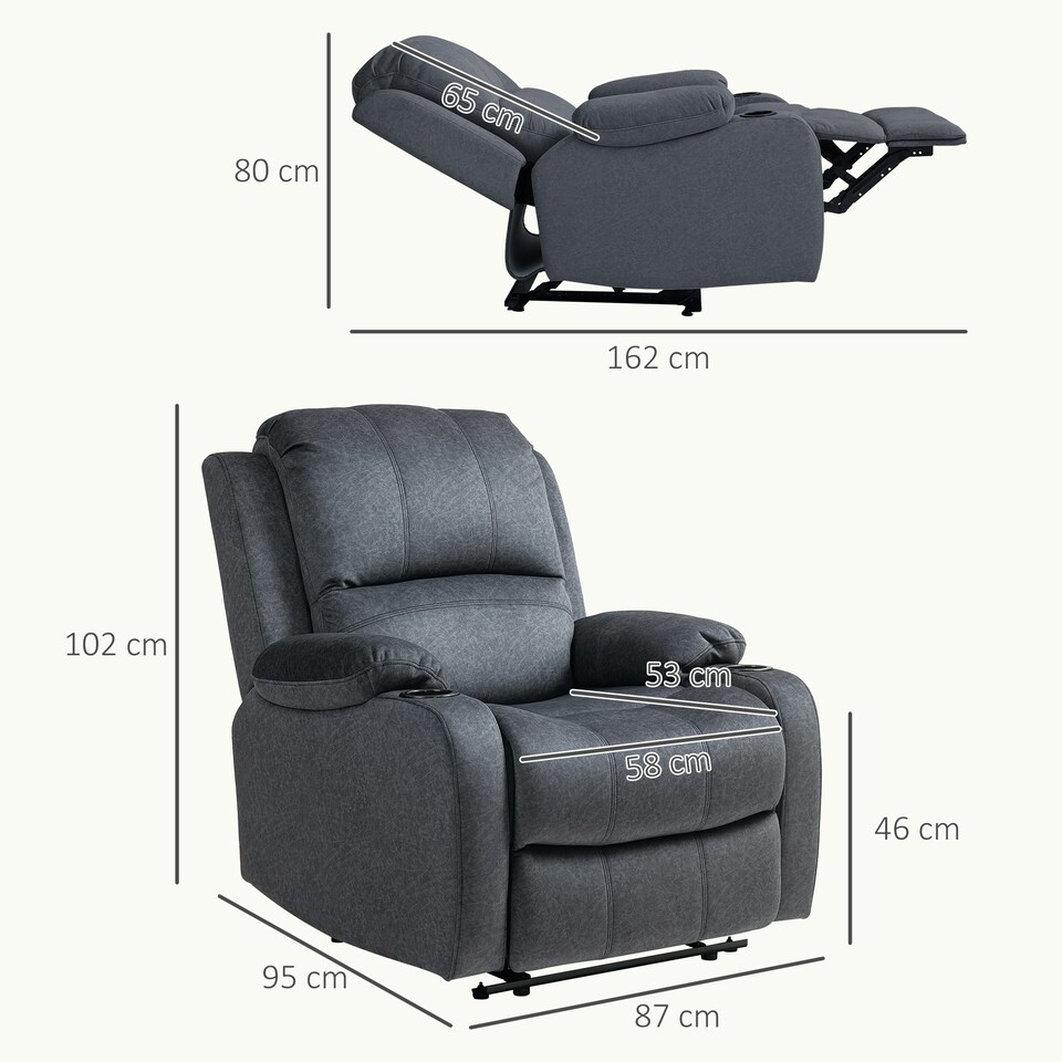 image 1 of HOMCOM Recliner Armchair for Living Room, Recliner Chair with Cup Holder Black | Multi | Chair