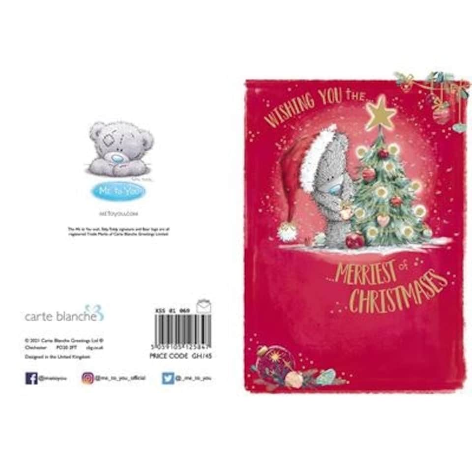 image 1 of Bear Decorating Tree Merriest Christmas Card