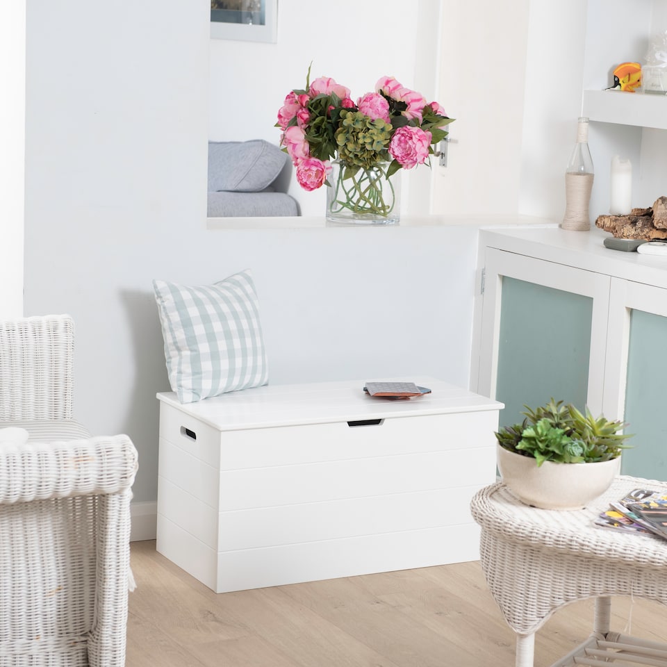 image 1 of Seaton White Wooden Storage Chest, Blanket Box, Trunk, Ottoman, Toy Box