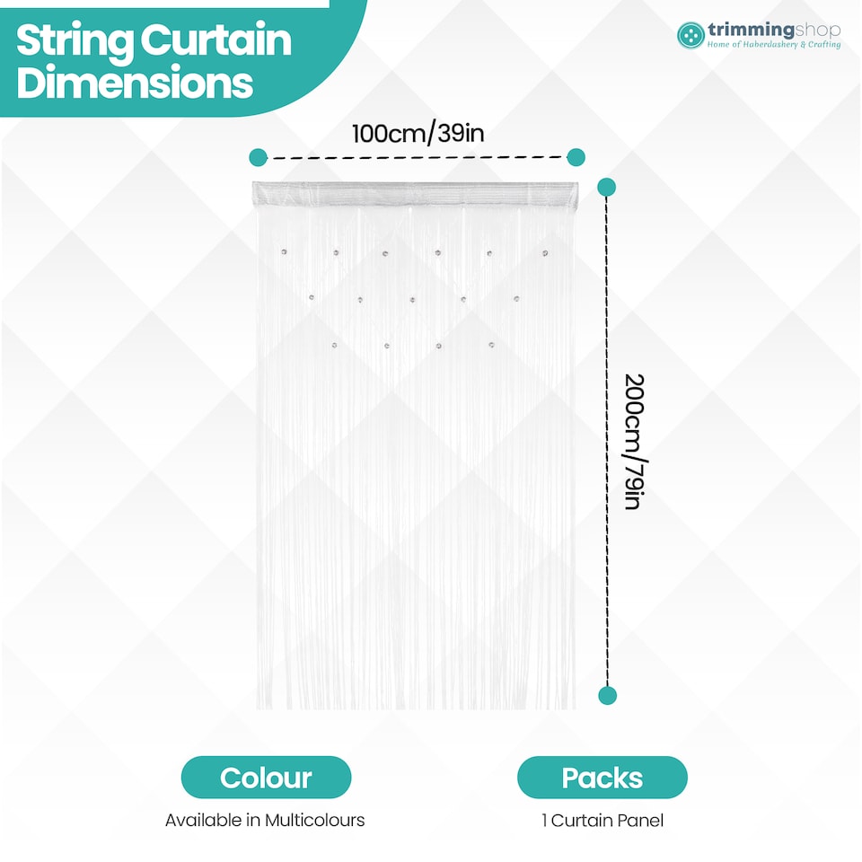 image 1 of Polyester Glitter Beaded String Curtain Panel - 200x100cm