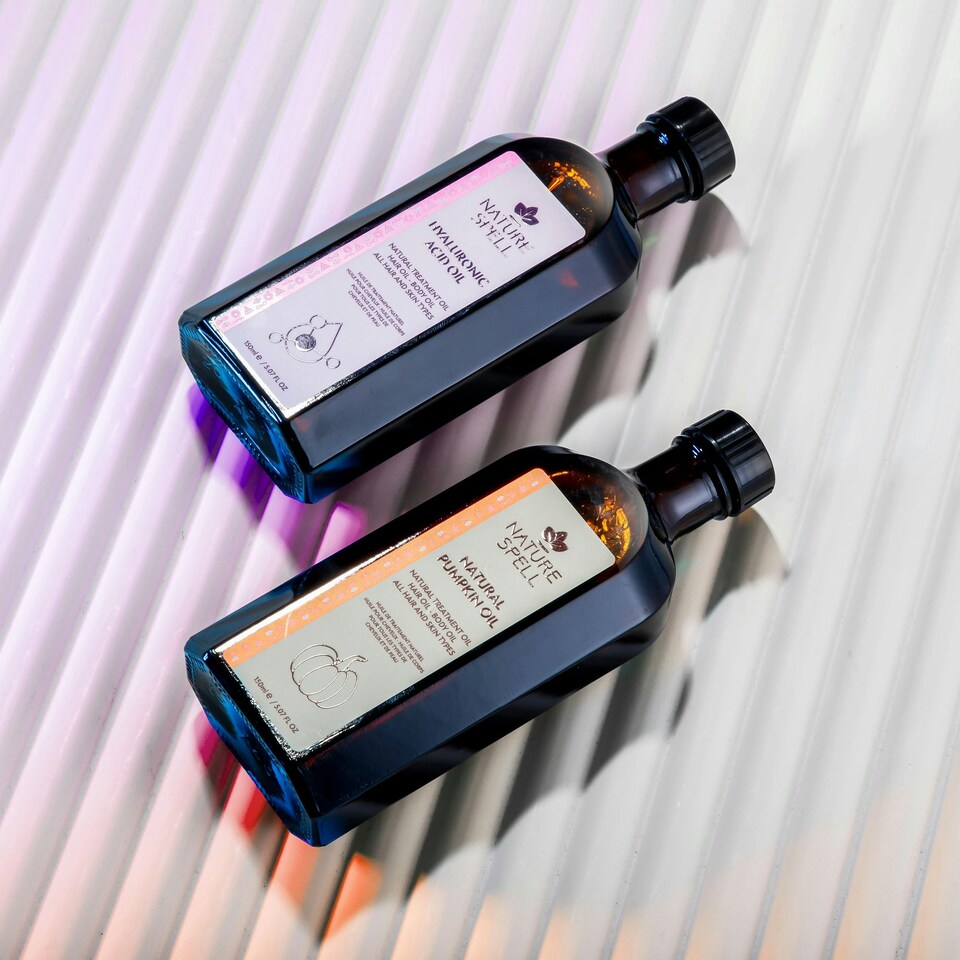 image 1 of Nature Spell Duo Elixir: Hyaluronic Acid & Pumpkin Hair Oils - The Harmony of Hydration and Growth