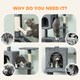 image 8 of PawHut Cat Tree, 202cm Large Cat Tower for Indoor Kittens with 6 Scratching Posts, 2 Condos, 2 Perches, 2 Hammocks, Pompoms, Multi-Level Plush Kitty Activity Centre for Rest and Play, Dark Grey