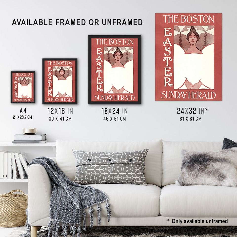 image 1 of Herald Easter Cover Art Nouveau Vintage Wall Art Print Ethel Reed 18x24"