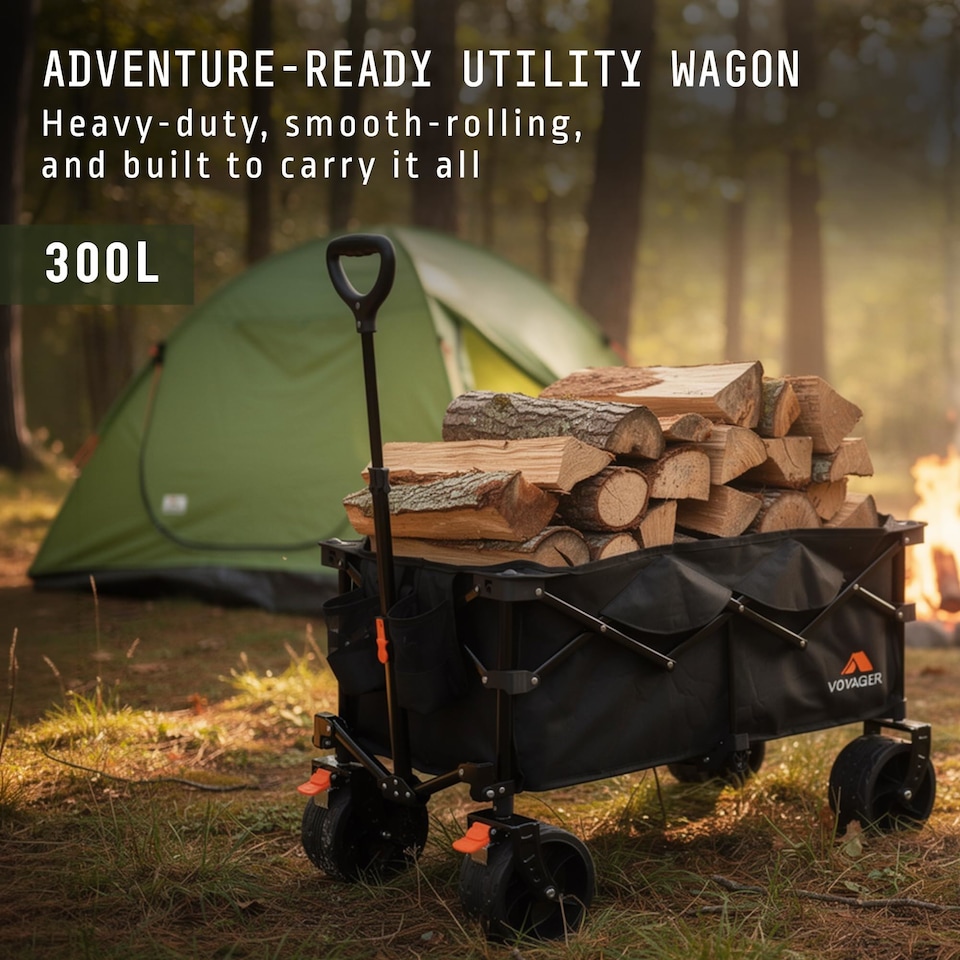 image 1 of Voyager Heavy Duty Folding Camping Wagon with All Terrain Wheels