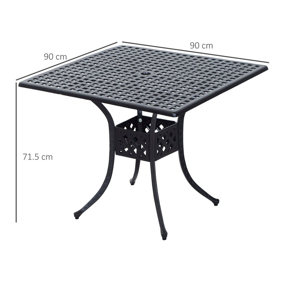 image 1 of Outsunny Square Aluminium Outdoor Garden Dining Table with Hole