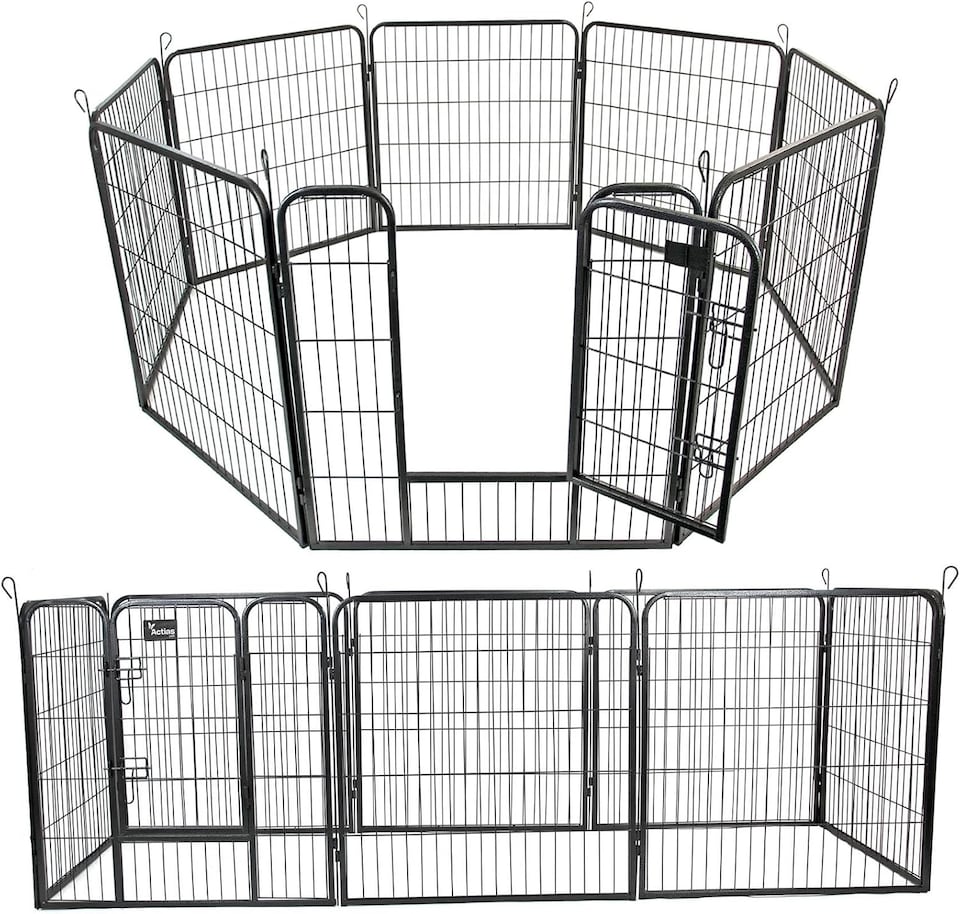 image 1 of Actiaspet Heavy Duty 8 Panel Pet & Small Animal Playpen Run Metal Folding Cage (Silver, Medium, 8)