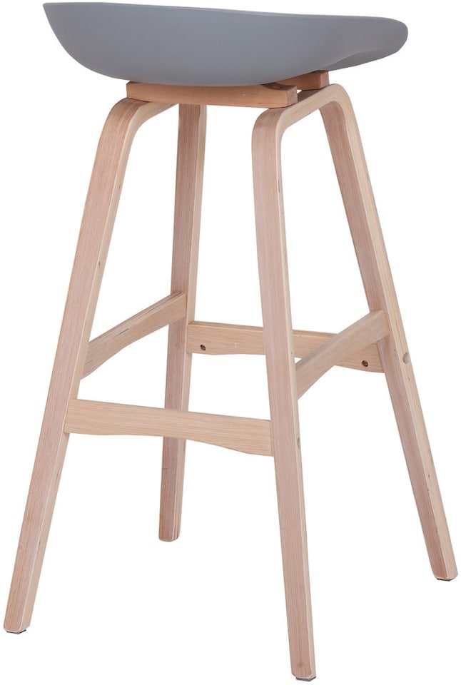 image 1 of Equator Single Kitchen Bar Stool, Fixed Wooden Legs And Footrest, Premium Breakfast Bar & Home Barstool, Grey