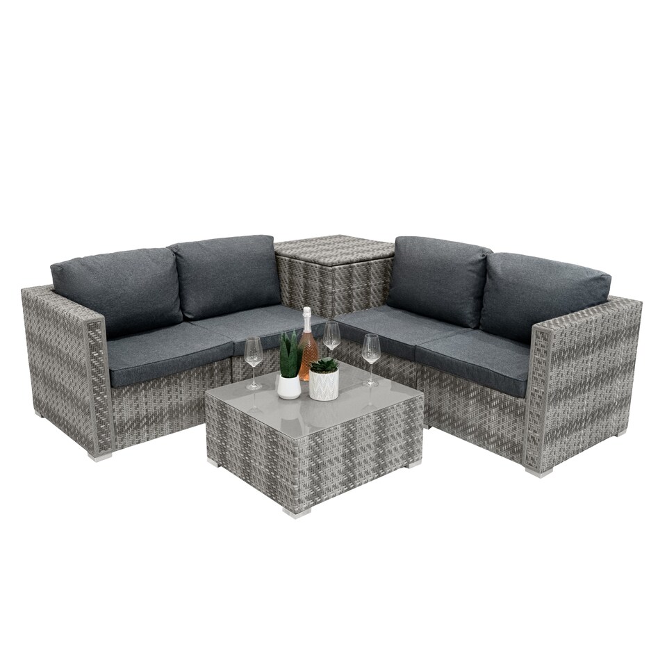 image 1 of Rattan Modular 6 Piece Furniture Set – Grey