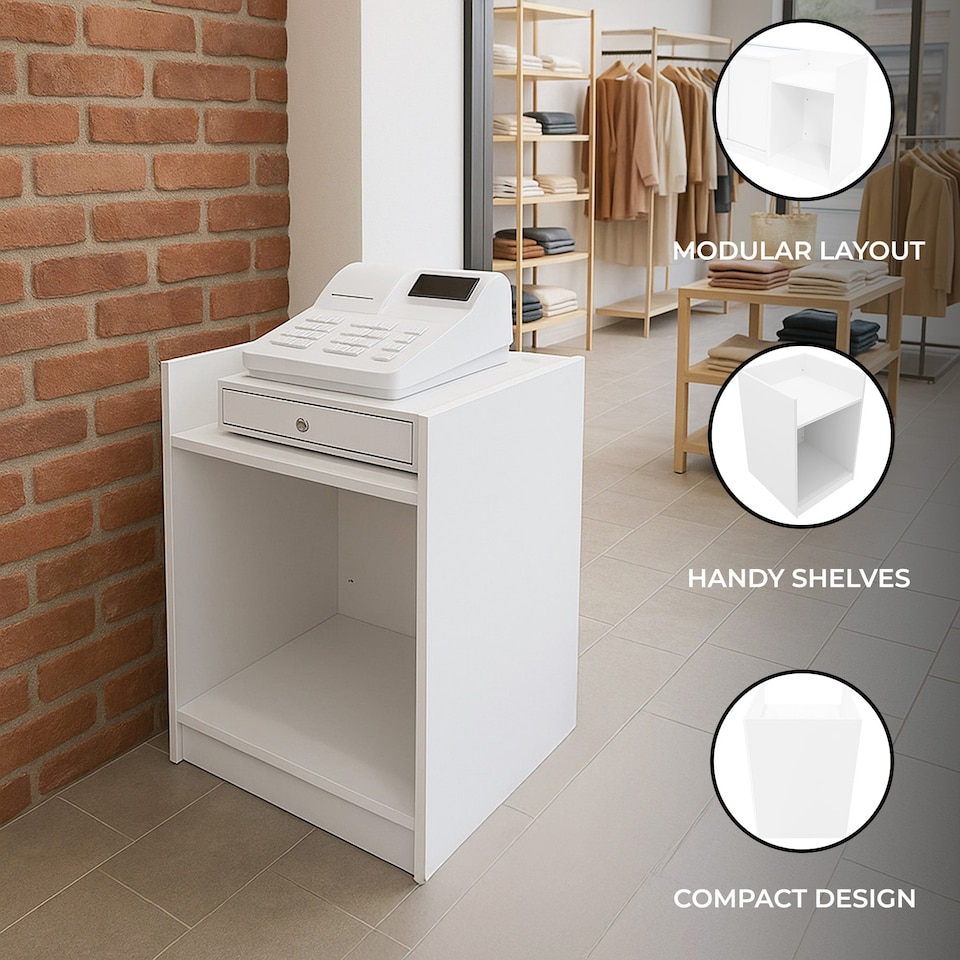 image 1 of Shop Counter Till Block TB60 - White