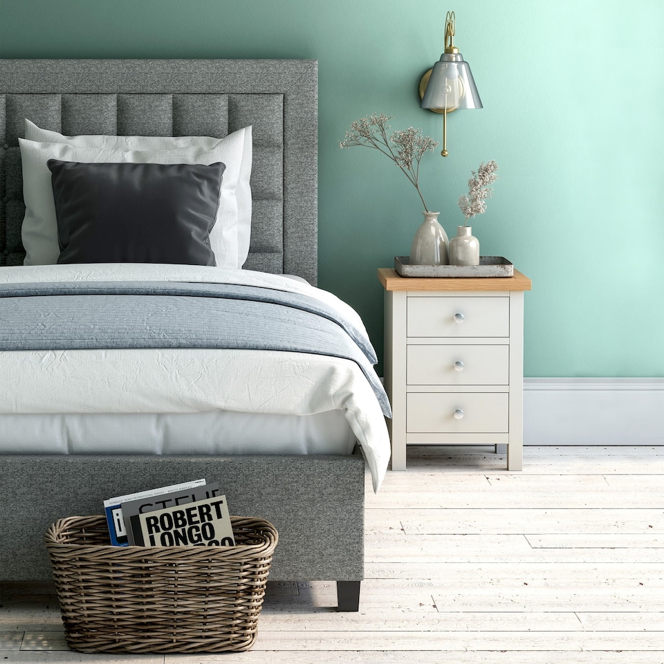 image 1 of Farro Cream Bedside Table - Fully Assembled 3 Drawer Cabinet - By Roseland Furniture