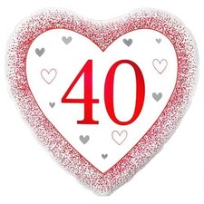 Happy 40th Ruby Anniversary Heart Shape Foil Helium Balloon 46cm / 18 in | Red